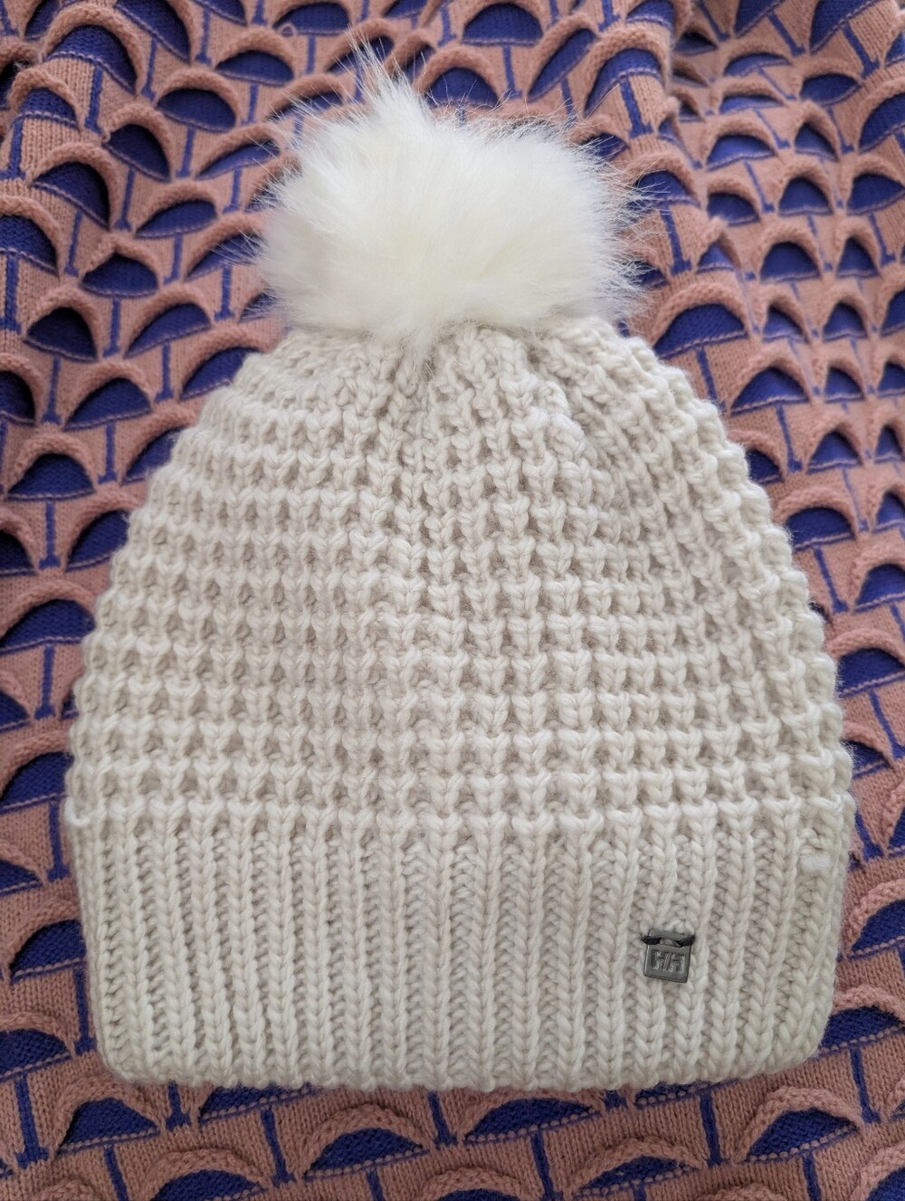 Helly Hansen Cream Knit Pom-Pom Beanie
